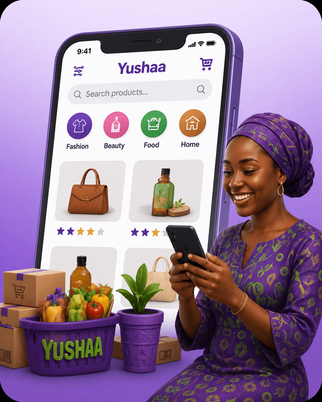 Corps member selling products on the Yushaa marketplace